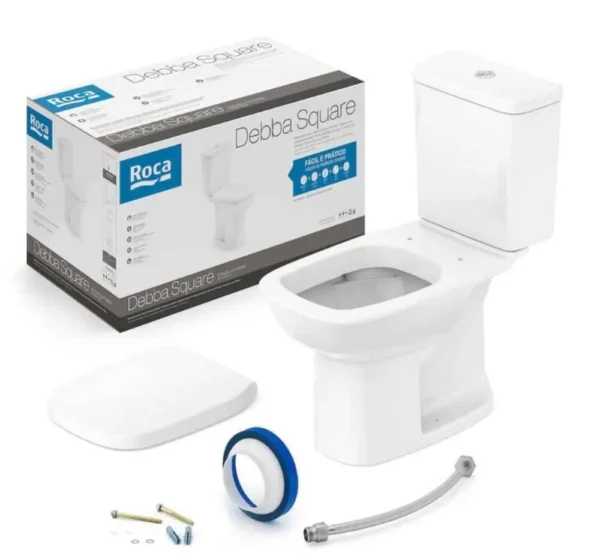 Bacia com caixa Acoplada Square com Assento Sanitário e Kit de Instalação - Image 4